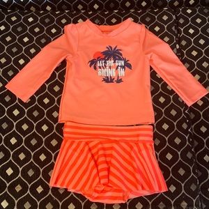 2 Piece Baby Girl Swimsuit - Long Sleeve And Bikini Bottom